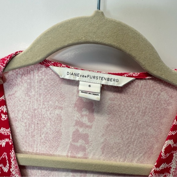 Diane Von Furstenberg DVF Red Pink White Sleeveless Wrap Tie Dress Size 6 - Picture 5 of 12